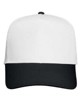 Custom Five Panel Split Colors Mid Profile Baseball Cap with White Crown
