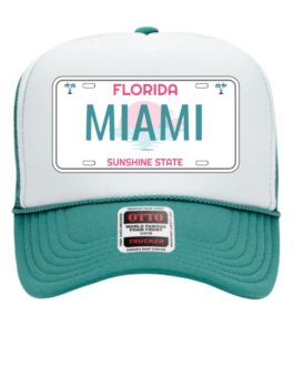"Florida License Plate - Miami" Graphic Foam Trucker Cap
