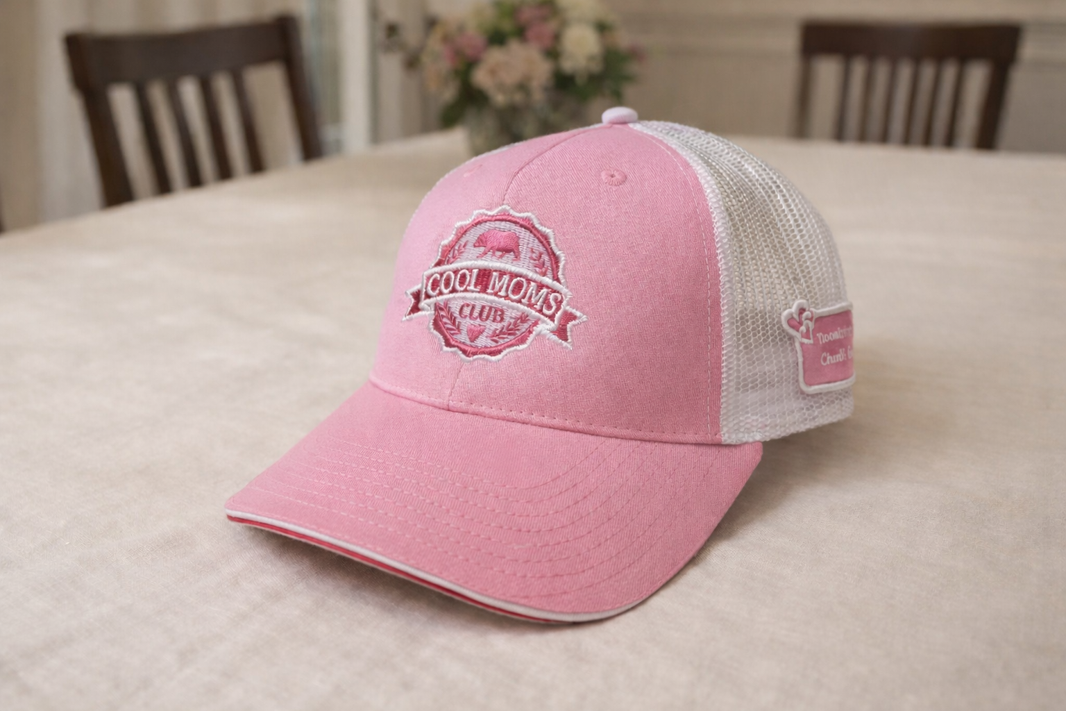 "Cool Moms Club Seal" - Custom Personalized Six Panel Mesh Back Trucker - Image 7