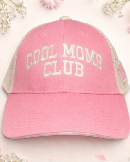 “Cool Moms Club Collegiate Text” – Custom Personalized Six Panel Mesh Back Trucker